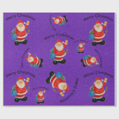 Funny Jolly Santa Claus Paars kerstman Cadeaupapier (Vlak)