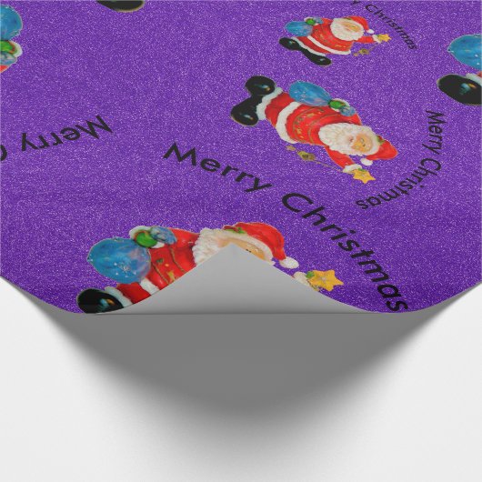 Funny Jolly Santa Claus Paars kerstman Cadeaupapier (Hoek)