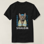 Funny joodse shabbat Shalom Cute Cat met Kippah T-shirt (Design voorkant)