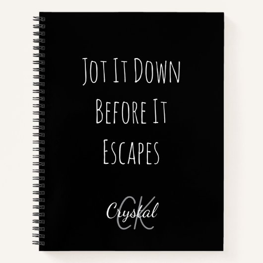 Funny Jot It Down Before It Escapes Monogram Notitieboek (Voorkant)