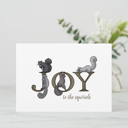 Funny Joy aan de kerst van de Eekhoorns Feestdagenkaart (Staand voorkant)