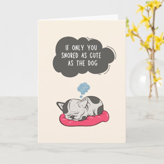 Funny Jubileum Card - Snore als de hond Kaart (Gele Bloem)