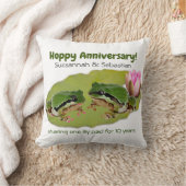 Funny Jubileum Frog Couple op Lily Pad Sjabloon Kussen (Deken)