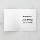 Funny Jubileum Humor Wenskaart voor hem Kaart (Binnen)