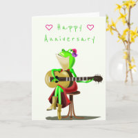 Funny Jubileum Kaart Happy Frog gitaar speler