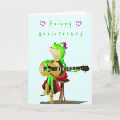 Funny Jubileum Kaart Happy Frog gitaar speler (Voorkant)