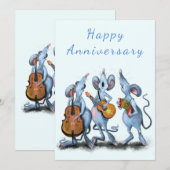 Funny Jubileum Kaart Muis Muziekband (Voorkant / Achterkant)