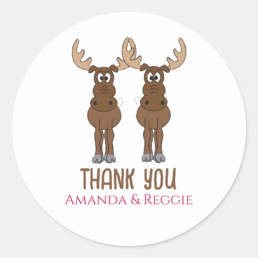 Funny Jubileum Party Cute Bedankt Moose Ronde Sticker (Voorkant)
