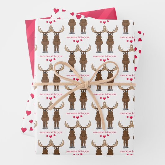 Funny Jubileum Party Cute Moose Custom Inpakpapier Vel (In situ)