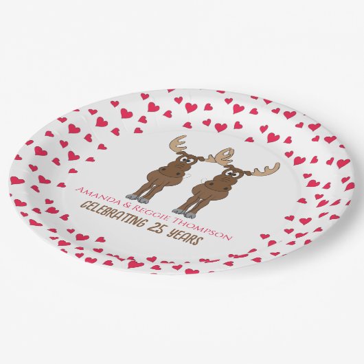 Funny Jubileum Party Cute Whimsical Moose Papieren Bordje (Gekanteld)
