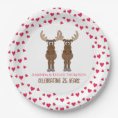 Funny Jubileum Party Cute Whimsical Moose Papieren Bordje (Voorkant)