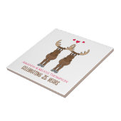 Funny Jubileum Party Cute Whimsical Moose Tegeltje (Zijkant)