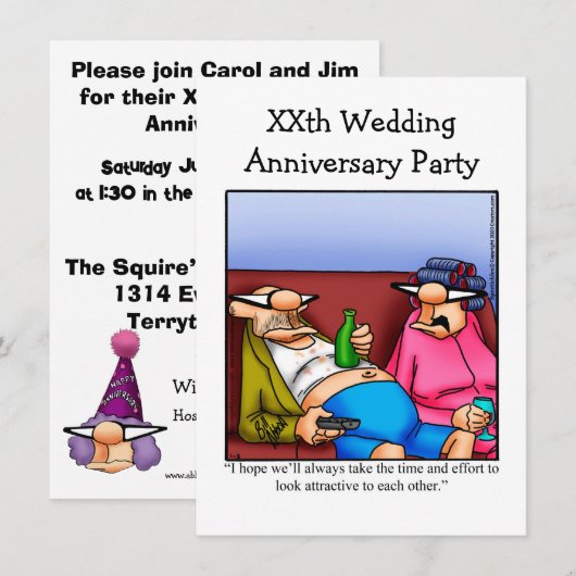 Funny Jubileum Party Invitation Kaart (Voorkant / Achterkant)