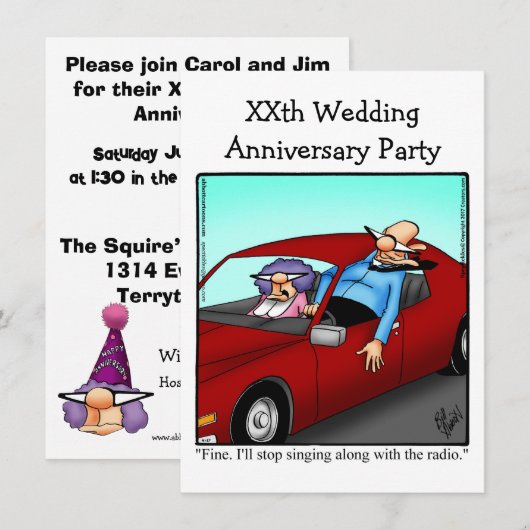 Funny Jubileum Party Invitation Kaart (Voorkant / Achterkant)