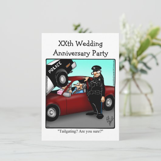 Funny Jubileum Party Invitation Kaart (Staand voorkant)