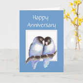 Funny Jubileum Tortelduifjes Kaart (Gele Bloem)