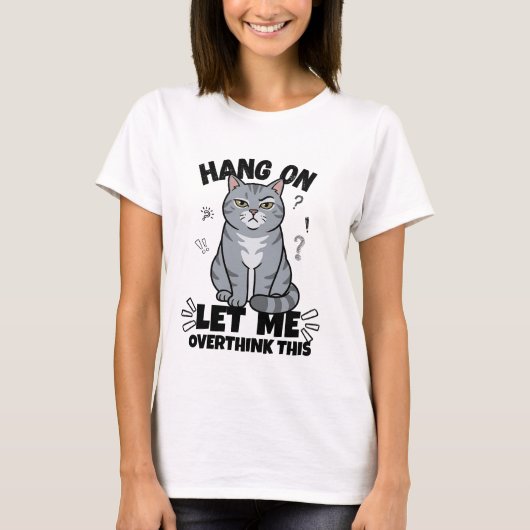 Funny Judgmental Grey Cat Illustration T-shirt (Voorkant)