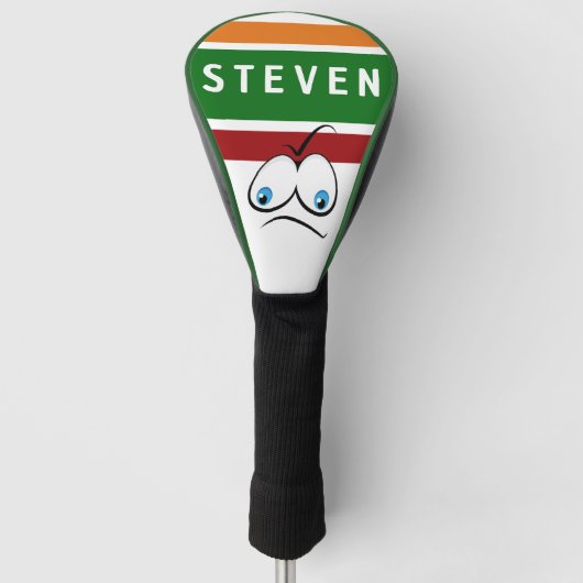 Funny Judgy Face Retro Striped Golf Dad First Name Golfheadcover (Voorkant)