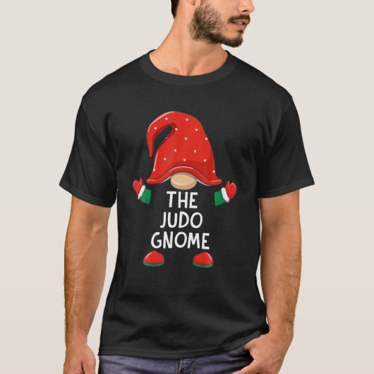 Funny Judo Gnome met kerstcadeau T-shirt (Voorkant)