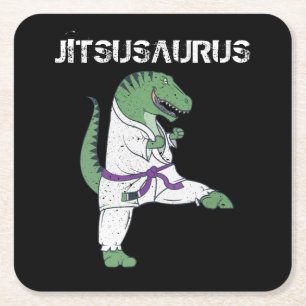 Funny Jujitsu, T-Rex Jiu Jitsu Black Belt cadeaus Kartonnen Onderzetters