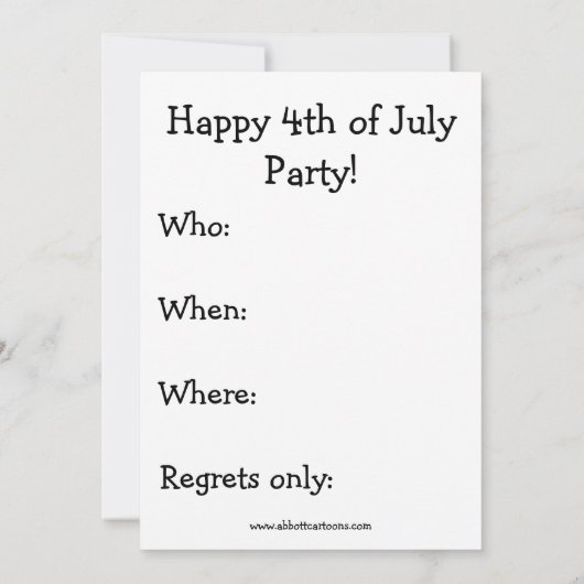 Funny Juli 4th Partij Uitnodigingen (Achterkant)