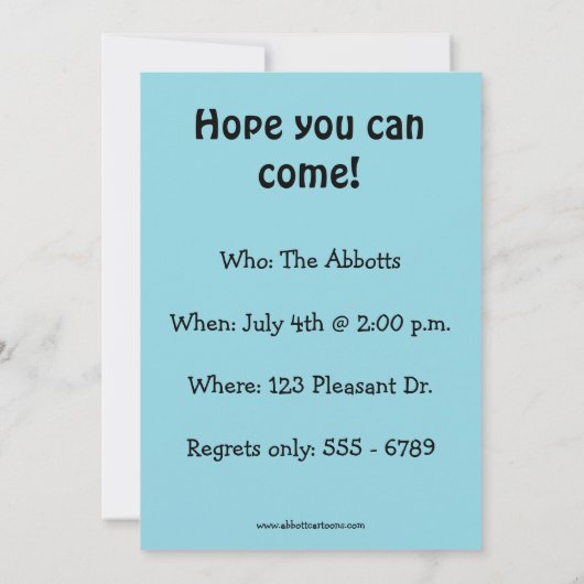 Funny Juli Vierde Partij Uitnodigingen (Achterkant)