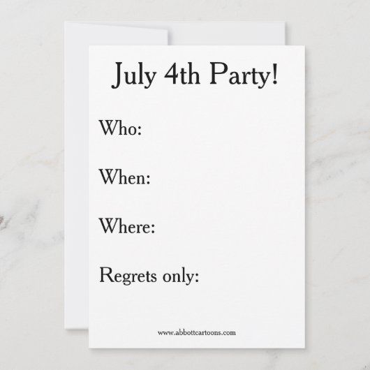 Funny Juli Vierde Partij Uitnodigingen (Achterkant)