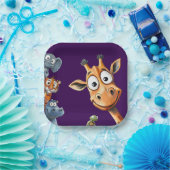 Funny Jungle Critters Birthday Celebration Paper  Papieren Bordje (Feest)