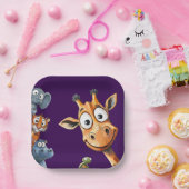 Funny Jungle Critters Birthday Celebration Paper  Papieren Bordje (Feest)