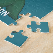 Funny Jurassic monogrammed mountainblue Legpuzzel (Zijkant)