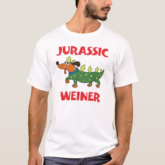 Funny Jurassic Weiner Dog Dinosaur Dog T-shirt (Voorkant)