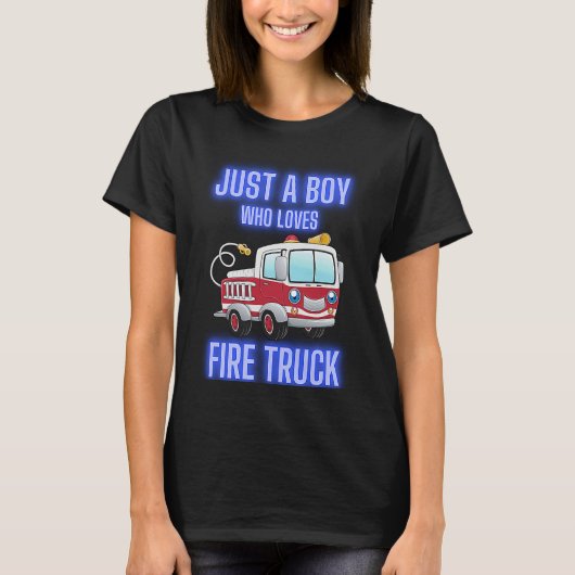 Funny Just A Boy Who Loves Firetruck & Toddler Fir T-shirt (Voorkant)