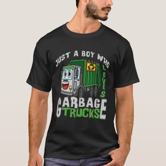 Funny Just A Boy Who Loves Garbage Trucks T-shirt (Voorkant)