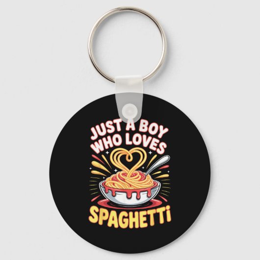 Funny Just A Boy Who Loves Spaghetti Sleutelhanger (Voorkant)