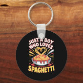 Funny Just A Boy Who Loves Spaghetti Sleutelhanger (Voorkant)