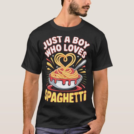 Funny Just A Boy Who Loves Spaghetti  T-shirt (Voorkant)