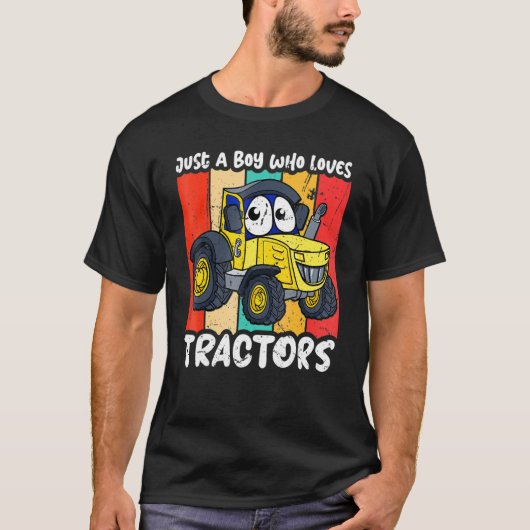 Funny just A Boy Who Loves Tractors T-shirt (Voorkant)