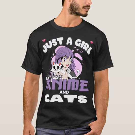Funny Just a Girl who loves Anime and Cats Lover T-shirt (Voorkant)