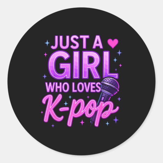 Funny Just A Girl Who Loves K-p  Ronde Sticker (Voorkant)