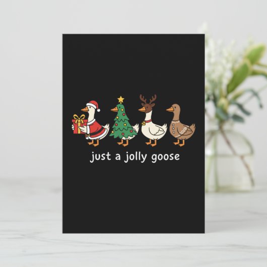 Funny "Just a Jolly Goose" Cute Cartoon Christmas Feestdagenkaart (Staand voorkant)
