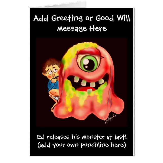 Funny "just besneden" cartoon kaart - voeg naam to (Voorkant)