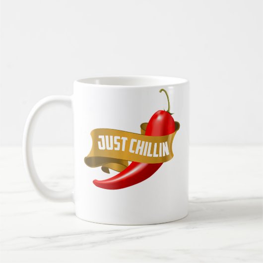 Funny Just Chillin Chili Pepper For Spicy Food Lov Koffiemok (Links)