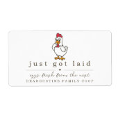 Funny Just Got Laid Farm Coop Egg Carton Label (Voorkant)
