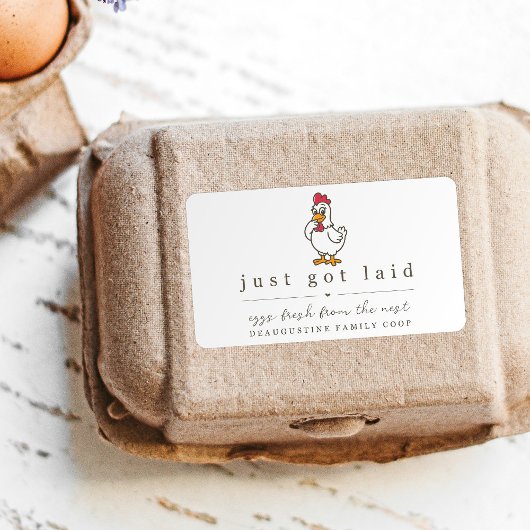 Funny Just Got Laid Farm Coop Egg Carton Label