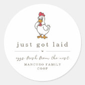 Funny Just Got Laid Farm Coop Egg Carton Label (Voorkant)
