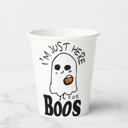 Funny Just here for the Boos, Halloween Papieren Bekers (Voorkant)