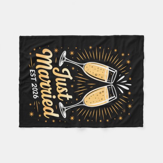 Funny Just Married Newlywed Honeymoon Couple 2026 Fleece Deken (Voorkant (Horizontaal))