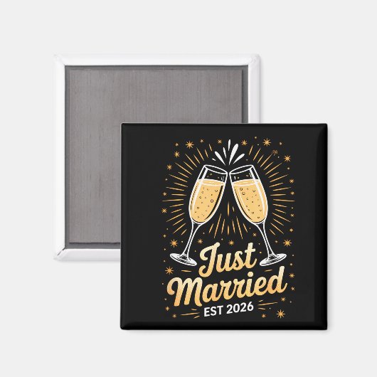 Funny Just Married Newlywed Honeymoon Couple 2026  Magneet (Voorkant / Achterkant)