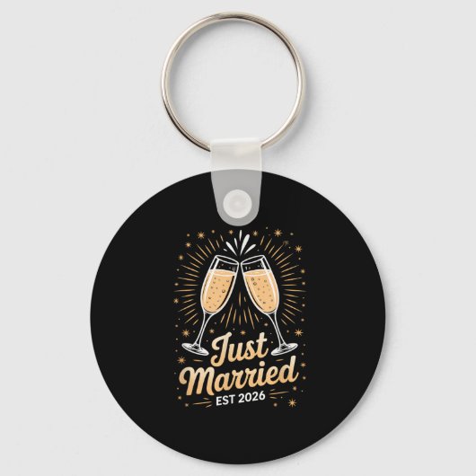 Funny Just Married Newlywed Honeymoon Couple 2026  Sleutelhanger (Voorkant)