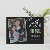Funny Just Us & The Dog Howlidays Photo Black Feestdagenkaart (Staand voorkant)